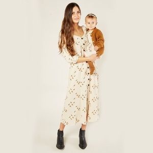 Rylee and Cru Lily Dress Size Medium Horse  Print Button Front Midi